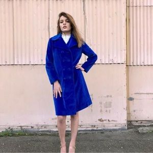RARE Vintage Surrey Classics Royal Pink Velvet Double Breasted Peacoat Jacket